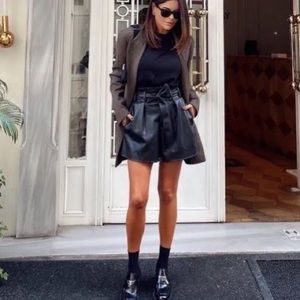 Zara | Faux Leather High Waist Shorts
